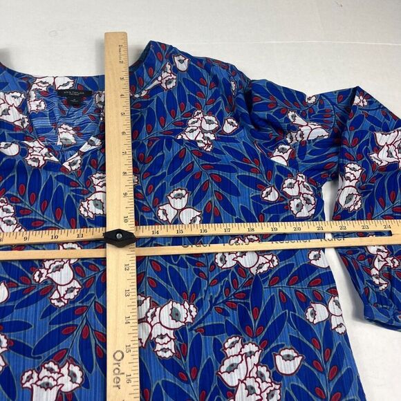 Ann Taylor V-Neck Blouse Floral Print Long Sleeve Top Preppy Work Shirt MEDIUM - Picture 7 of 10